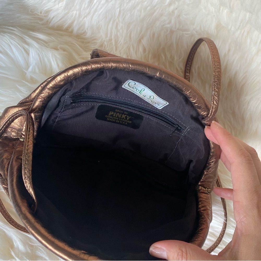 Bronze Metallic Leather Crossbody Evening Bag Bags by Pinky - Picture 3 of 7